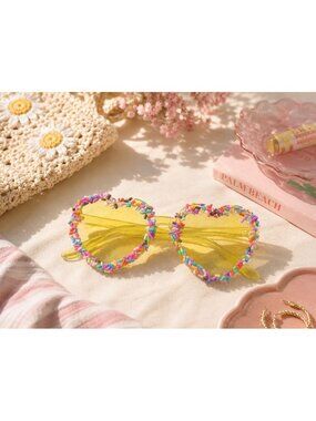 New Yellow Party Cake Yellow Sprinkle Heart Shaped Birthday Sunglasses